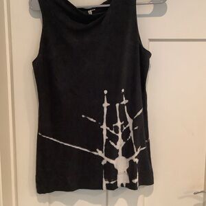 Dark gray & White Sleeveless Tie-Dye Tank Top